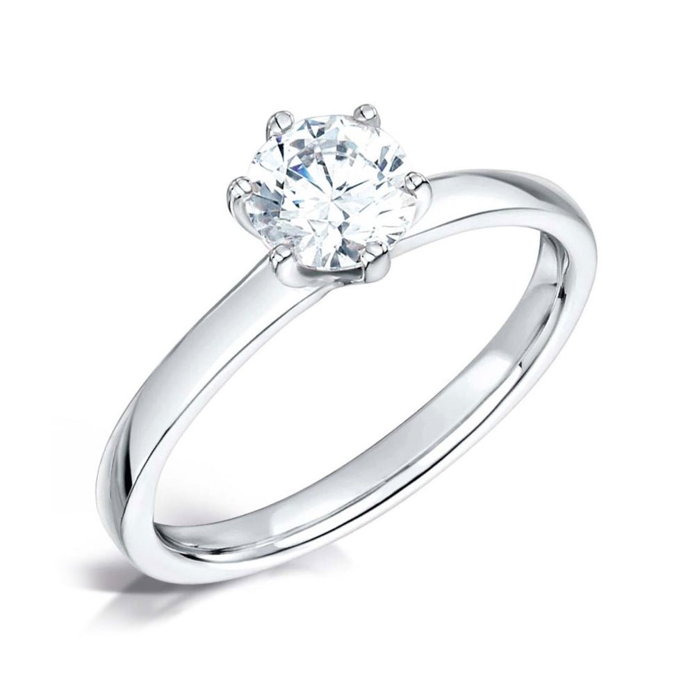 Solitaire Six - Claw Engagement Ring with Parallel Court Band - Samuel Perry