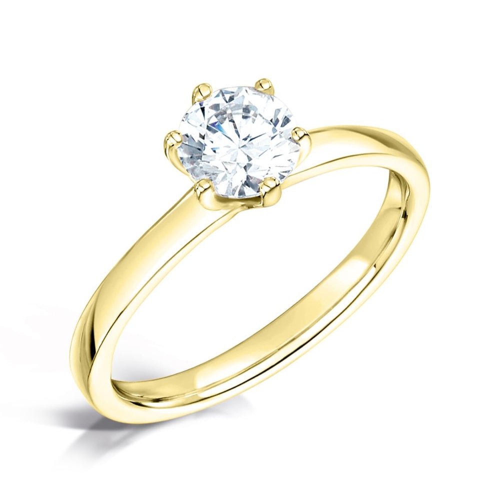 Solitaire Six - Claw Engagement Ring with Parallel Court Band - Samuel Perry