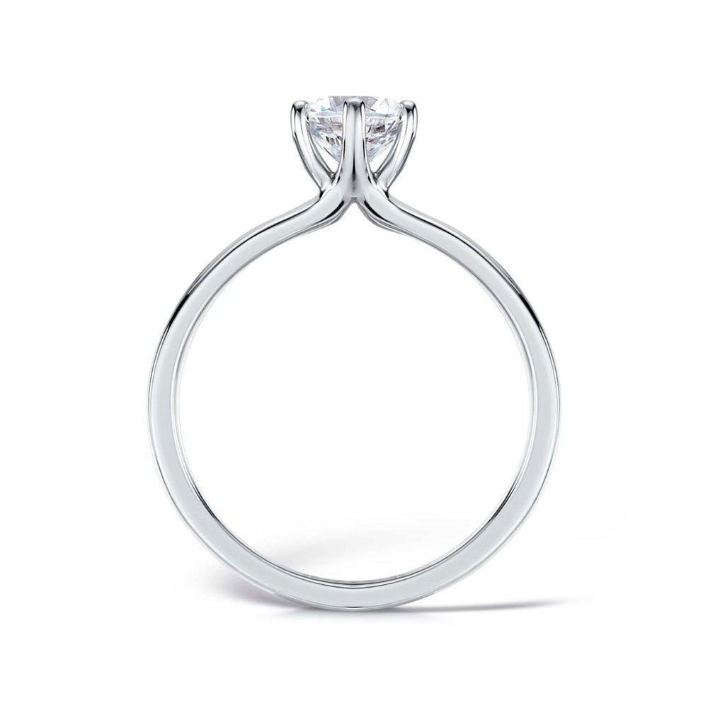 Solitaire Six - Claw Engagement Ring with Parallel Court Band - Samuel Perry