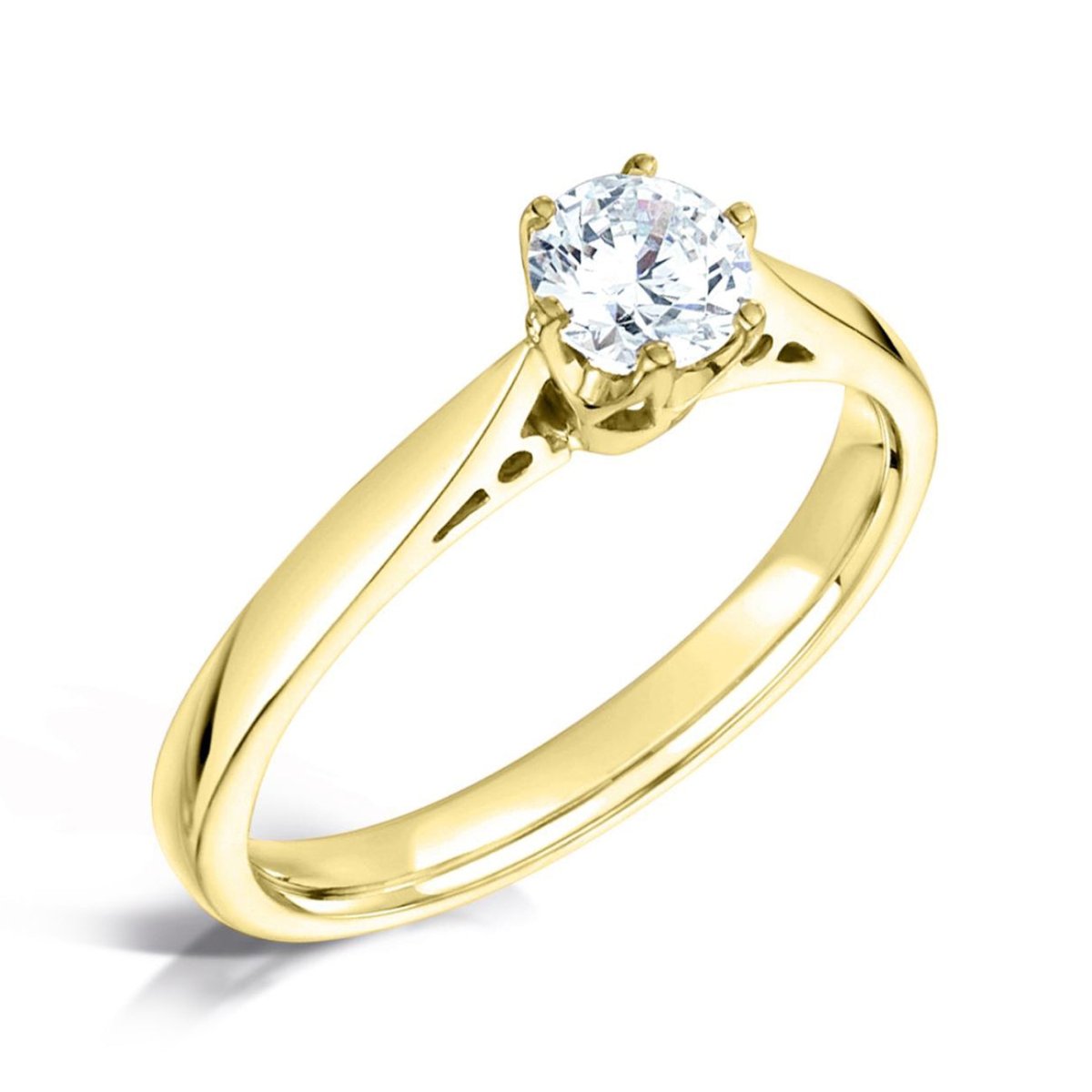 Solitaire Six - Claw Rex Engagement Ring with Tapered Chenier Band - Samuel Perry