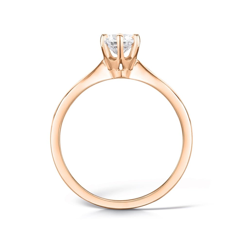 Solitaire Six - Claw Rex Tapered Solid Court Engagement Ring - Samuel Perry