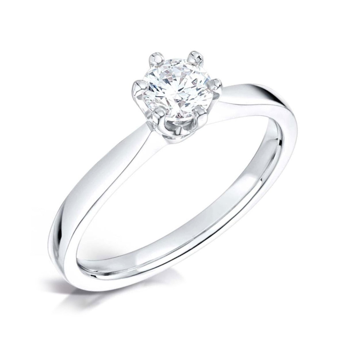 Solitaire Six - Claw Rex Tapered Solid Court Engagement Ring - Samuel Perry