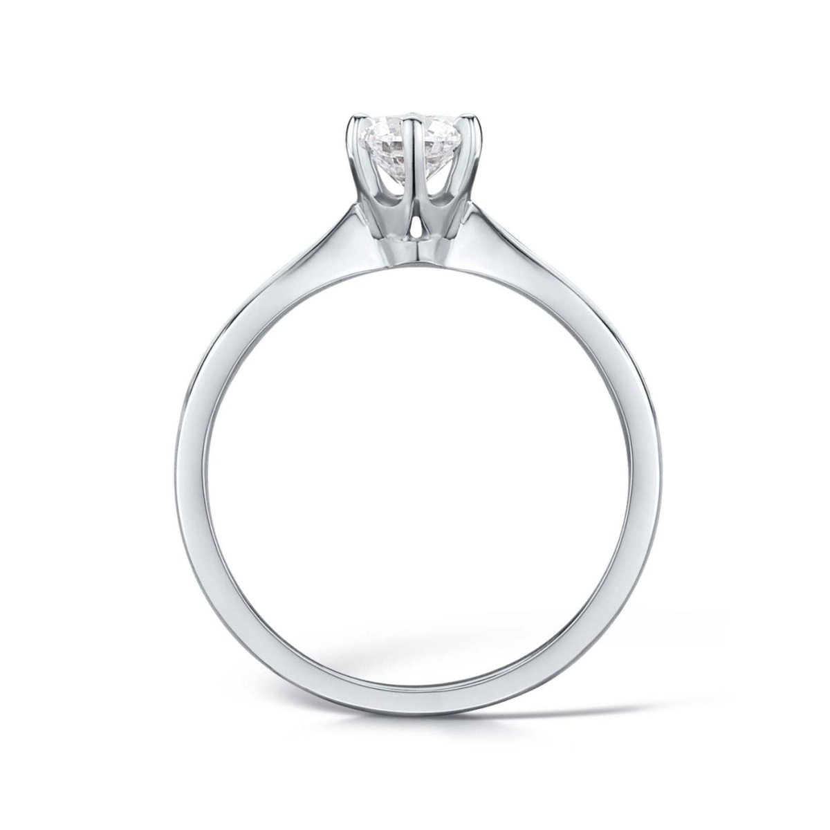 Solitaire Six - Claw Rex Tapered Solid Court Engagement Ring - Samuel Perry
