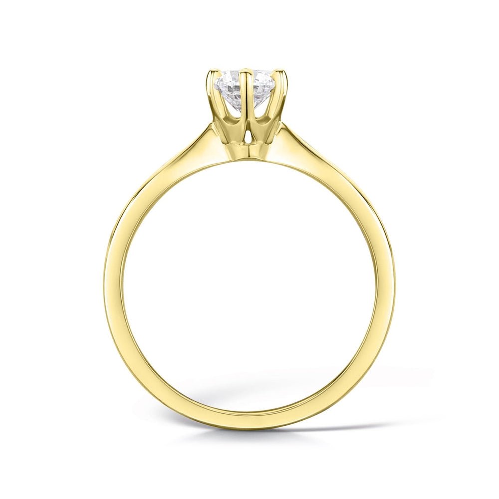 Solitaire Six - Claw Rex Tapered Solid Court Engagement Ring - Samuel Perry