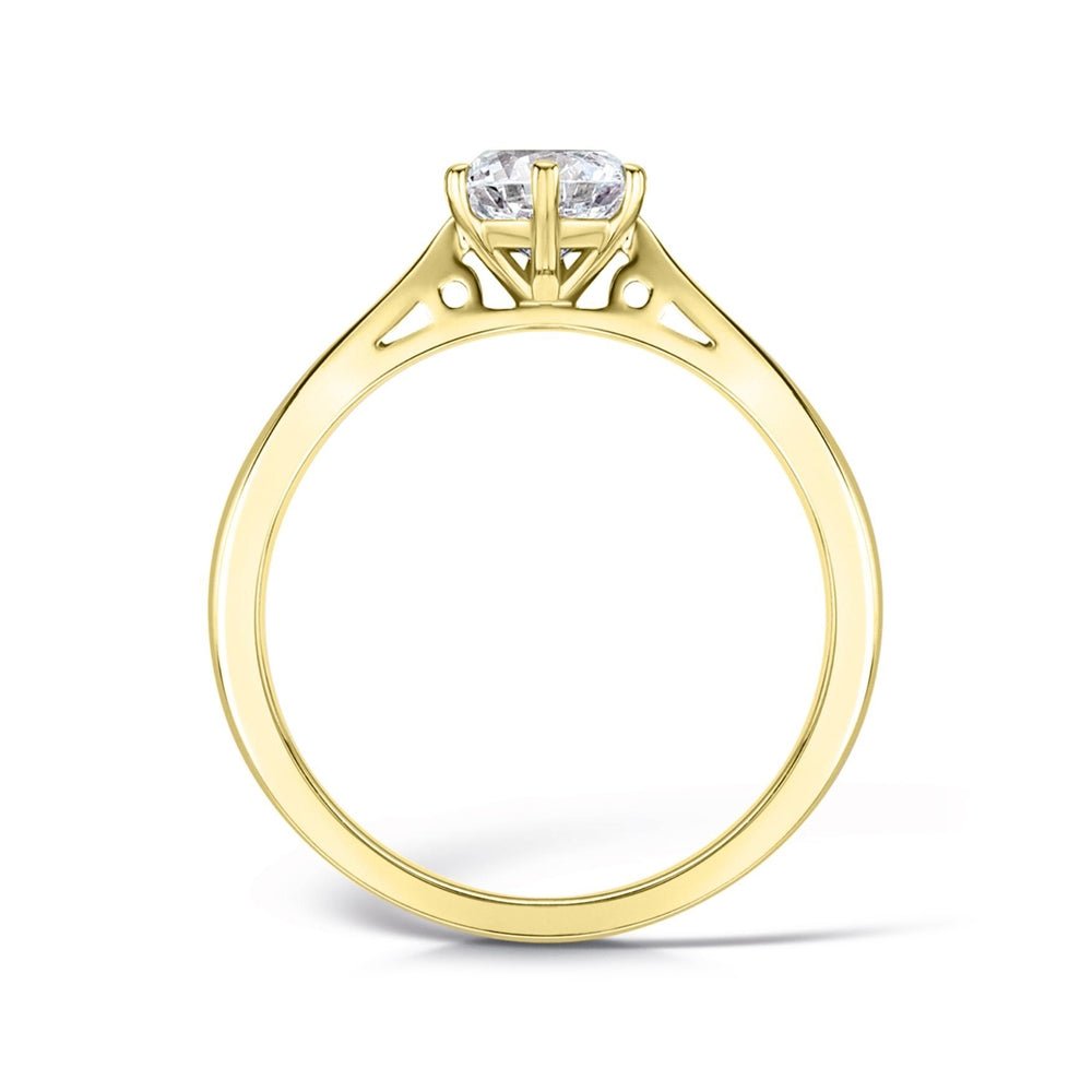 Solitaire Six - Claw Tapered Chenier Court Engagement Ring - Samuel Perry