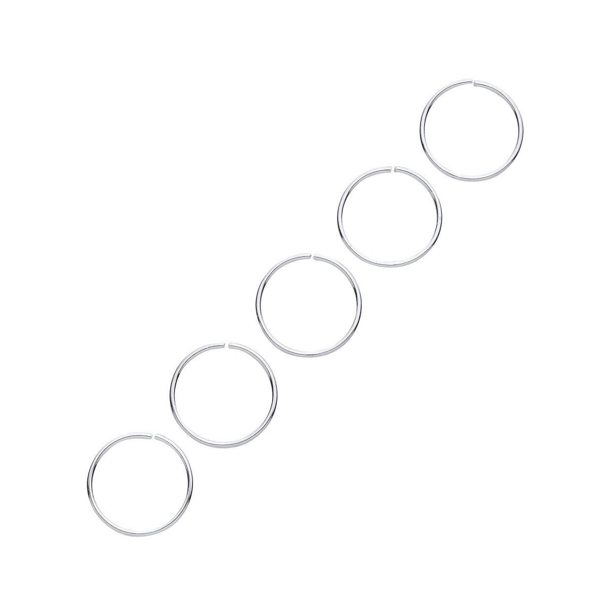 Sterling Silver 10mm Nose Hoop Ring (Pack of 5) - Samuel Perry