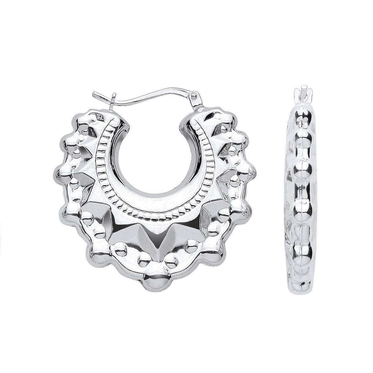 Sterling Silver 29.0mm Fancy Creoles - Samuel Perry