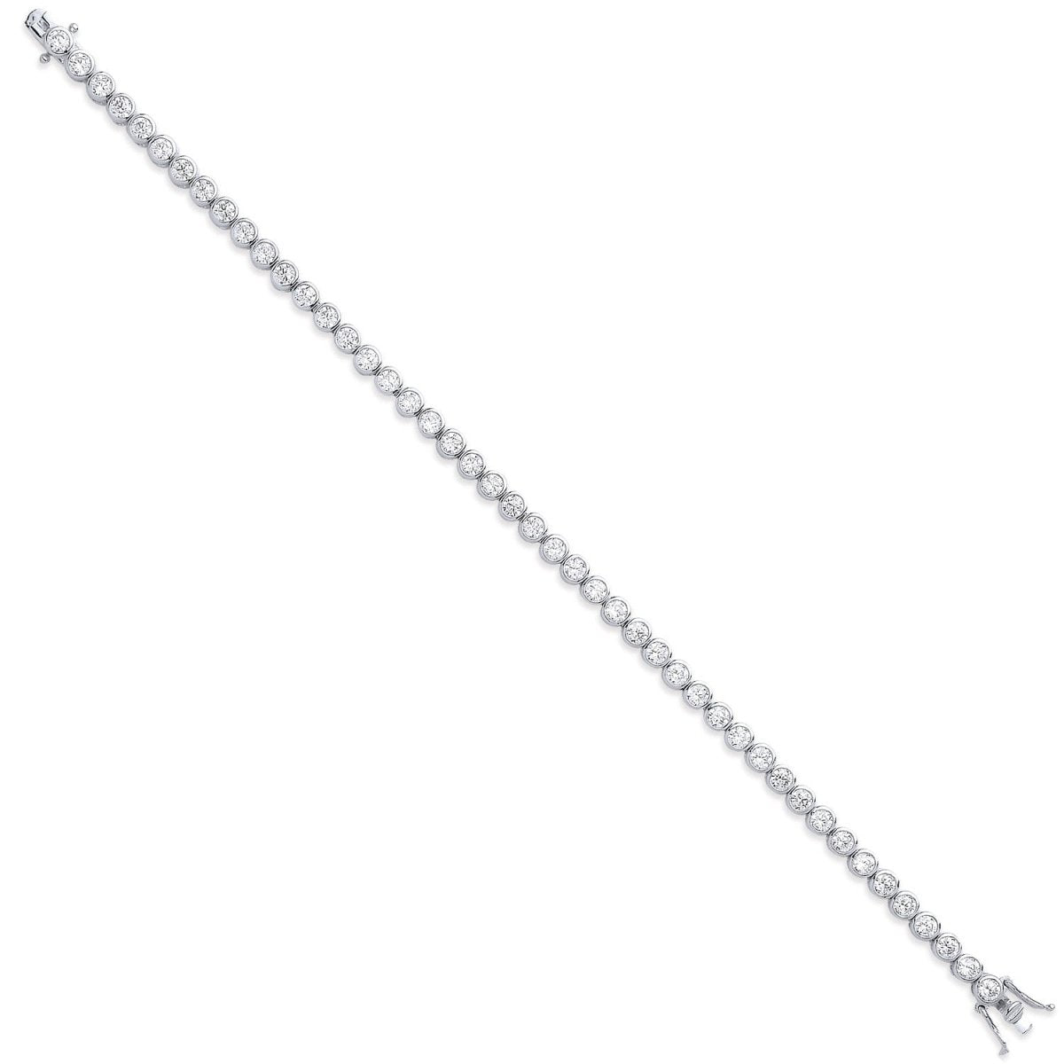 Sterling Silver 4.7mm Elegant Rubover 3.7mm Cz Tennis Bracelet - Samuel Perry
