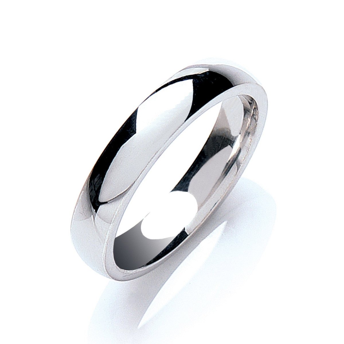 Sterling Silver 4mm Court Shape Plain Band - Samuel Perry