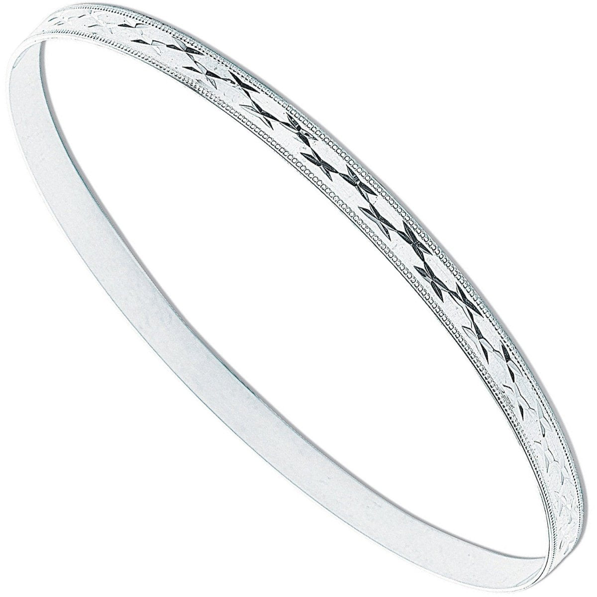 Sterling Silver 4mm Diamond - Cut Bangle - Samuel Perry