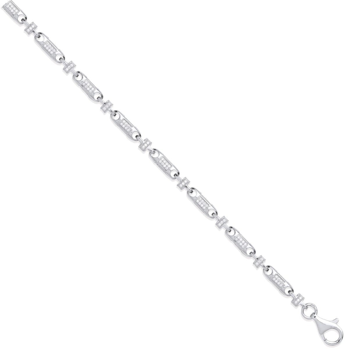 Sterling Silver 5.3mm Fancy Link CZ Luxury Chain & Bracelet - Samuel Perry