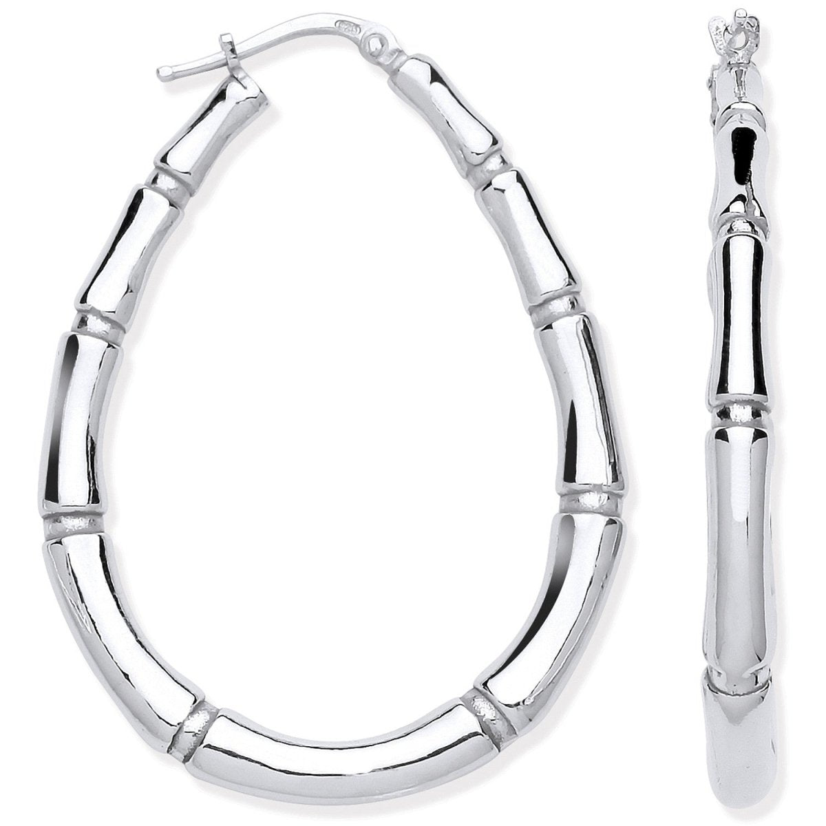 Sterling Silver Bamboo Large Creole Earrings - Samuel Perry