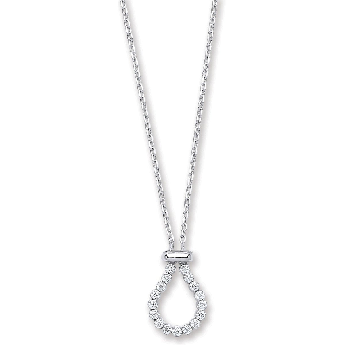 Sterling Silver Belcher Elegant Chain with Pear CZ Link - Samuel Perry