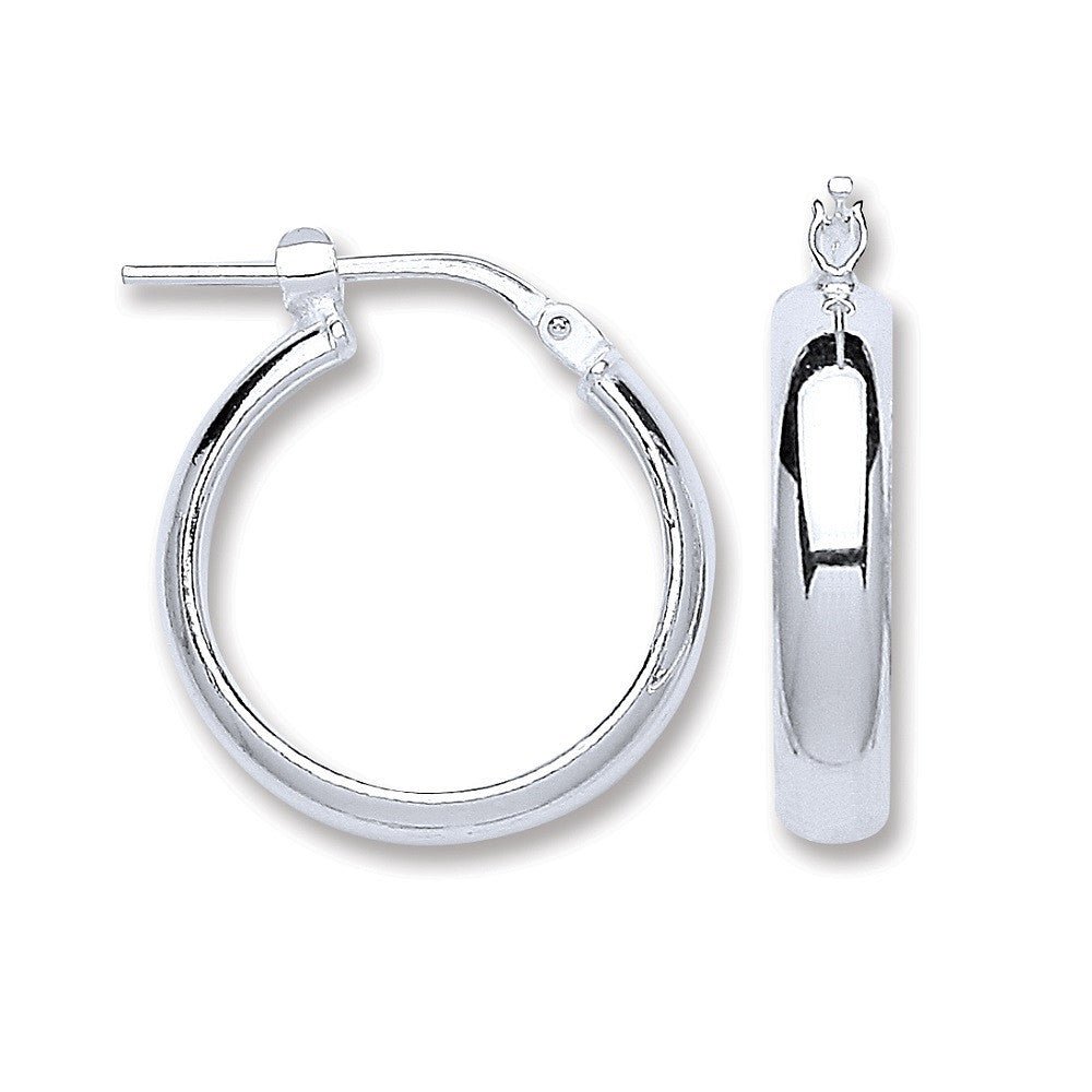 Sterling Silver Classic D - Shape Wedds Hoop Earrings - Samuel Perry