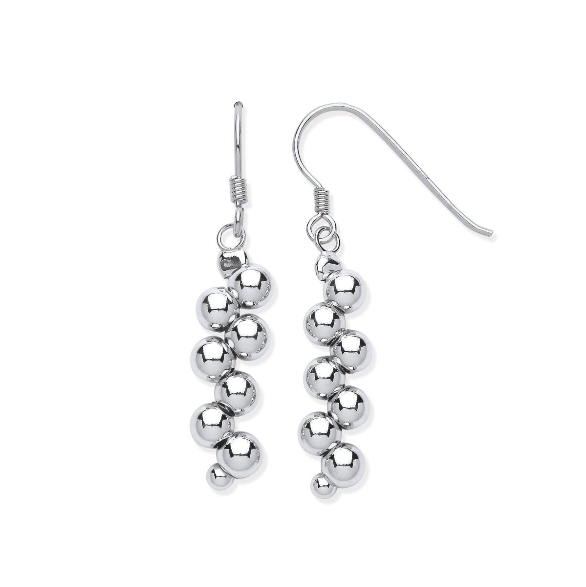 Sterling Silver Cluster Bead Balls Drop Earrings - Samuel Perry