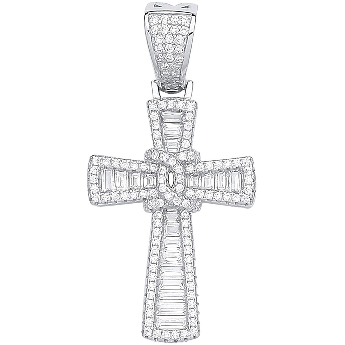 Sterling Silver Cross with Baguette & Round CZs – Elegant Sparkle - Samuel Perry