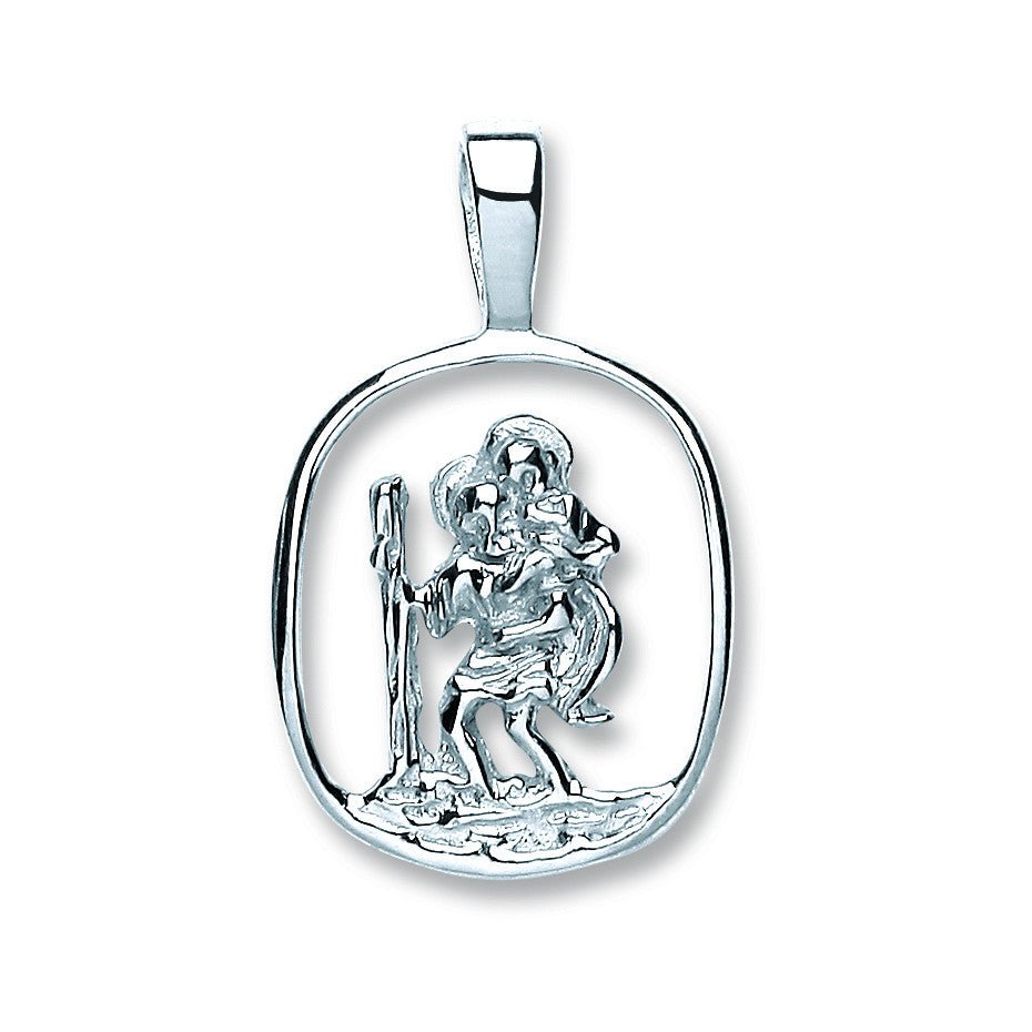 Sterling Silver Cut Out St Christopher Pendant – Elegant Protection - Samuel Perry