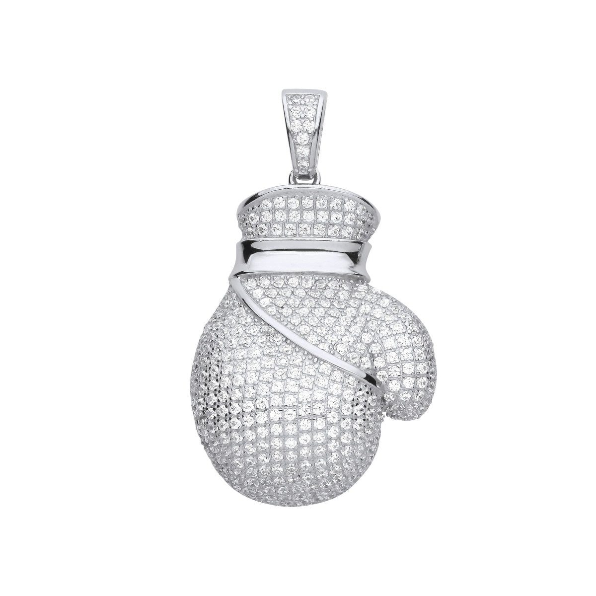 Sterling Silver CZ Big Boxing Glove Pendant – Strength & Style - Samuel Perry