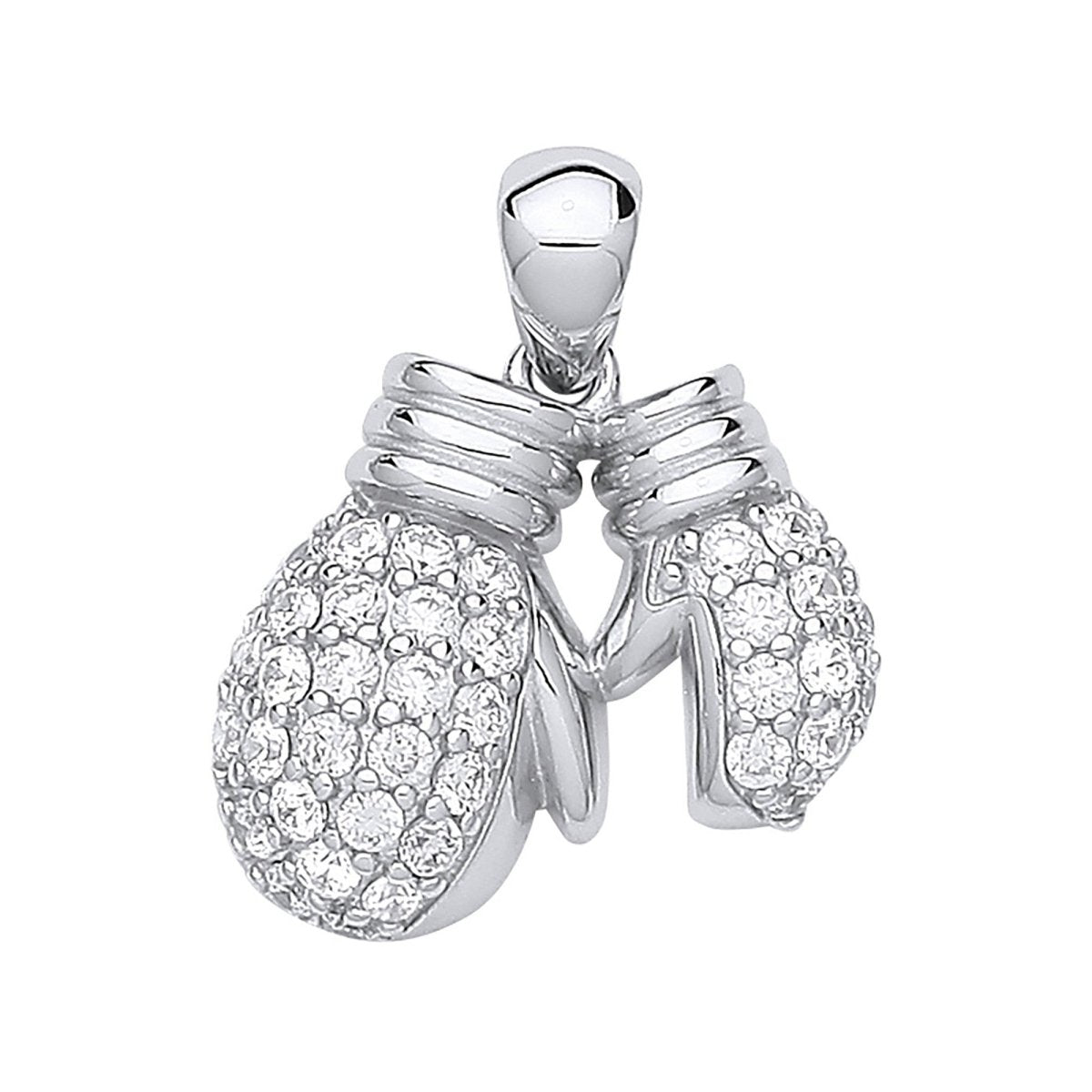 Sterling Silver CZ Boxing Gloves Drop Pendant - Samuel Perry