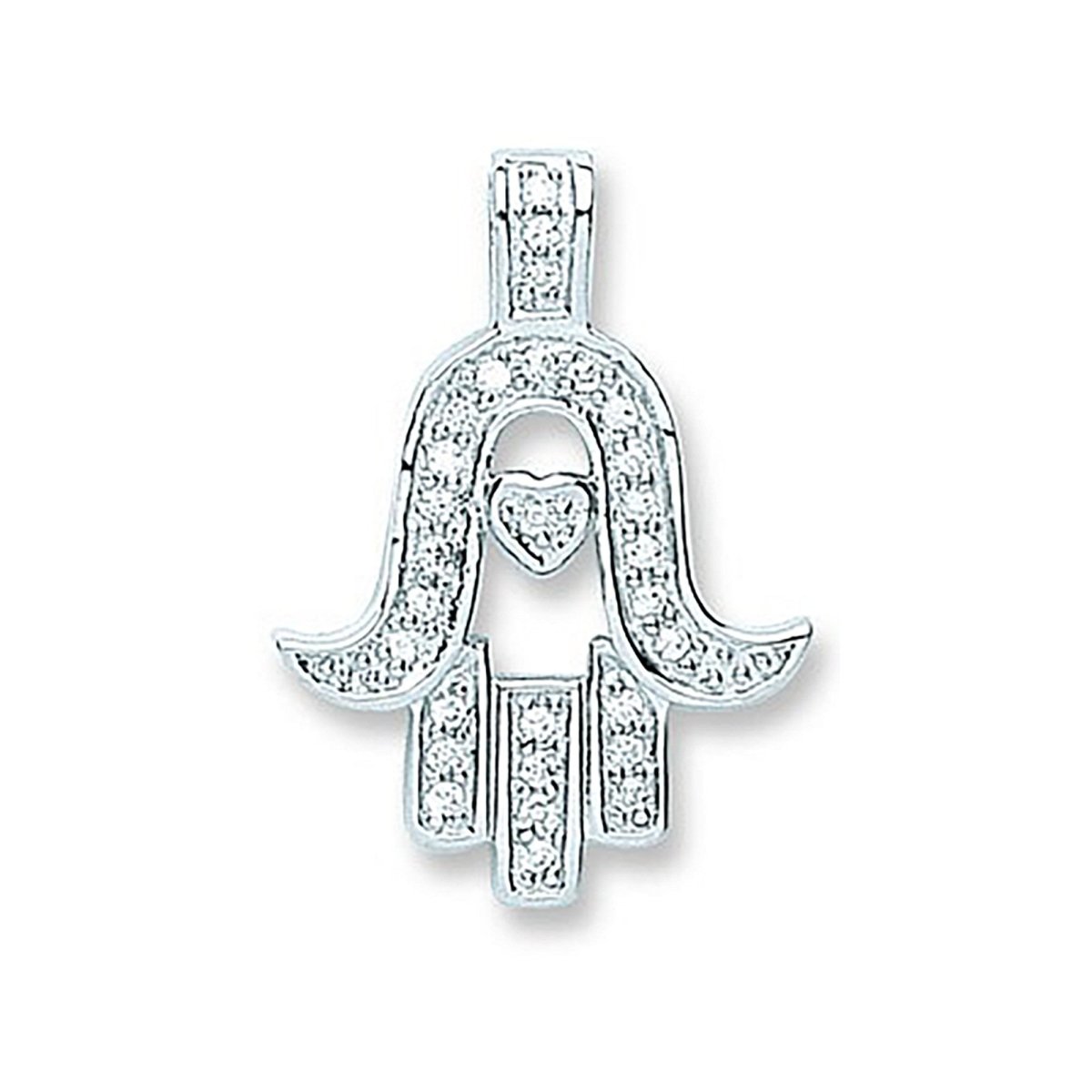 Sterling Silver CZ Chamsa Pendant – Hand of Protection - Samuel Perry