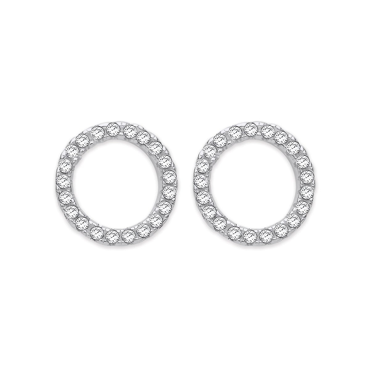 Sterling Silver CZ Circle of Life Stud Earrings - Samuel Perry