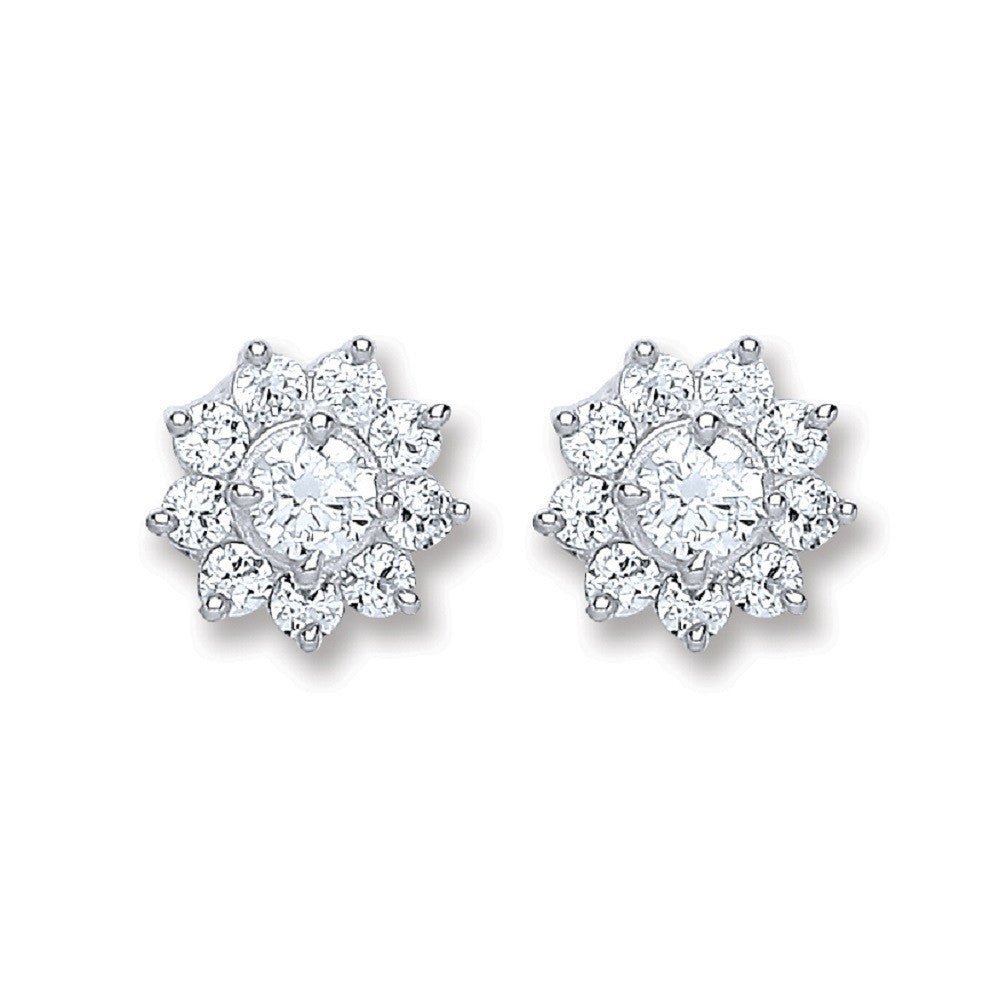 Sterling Silver CZ Cluster Stud Earrings - Samuel Perry