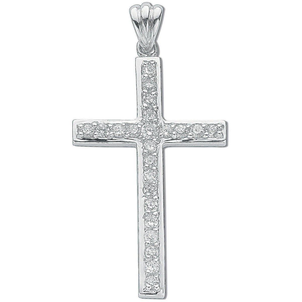 Sterling Silver CZ Cross Pendant – Classic Sparkle - Samuel Perry