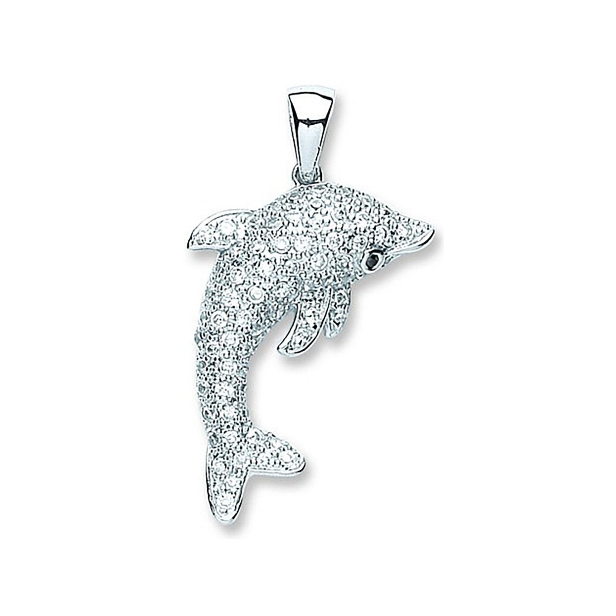 Sterling Silver CZ Dolphin Pendant – Graceful & Sparkling - Samuel Perry