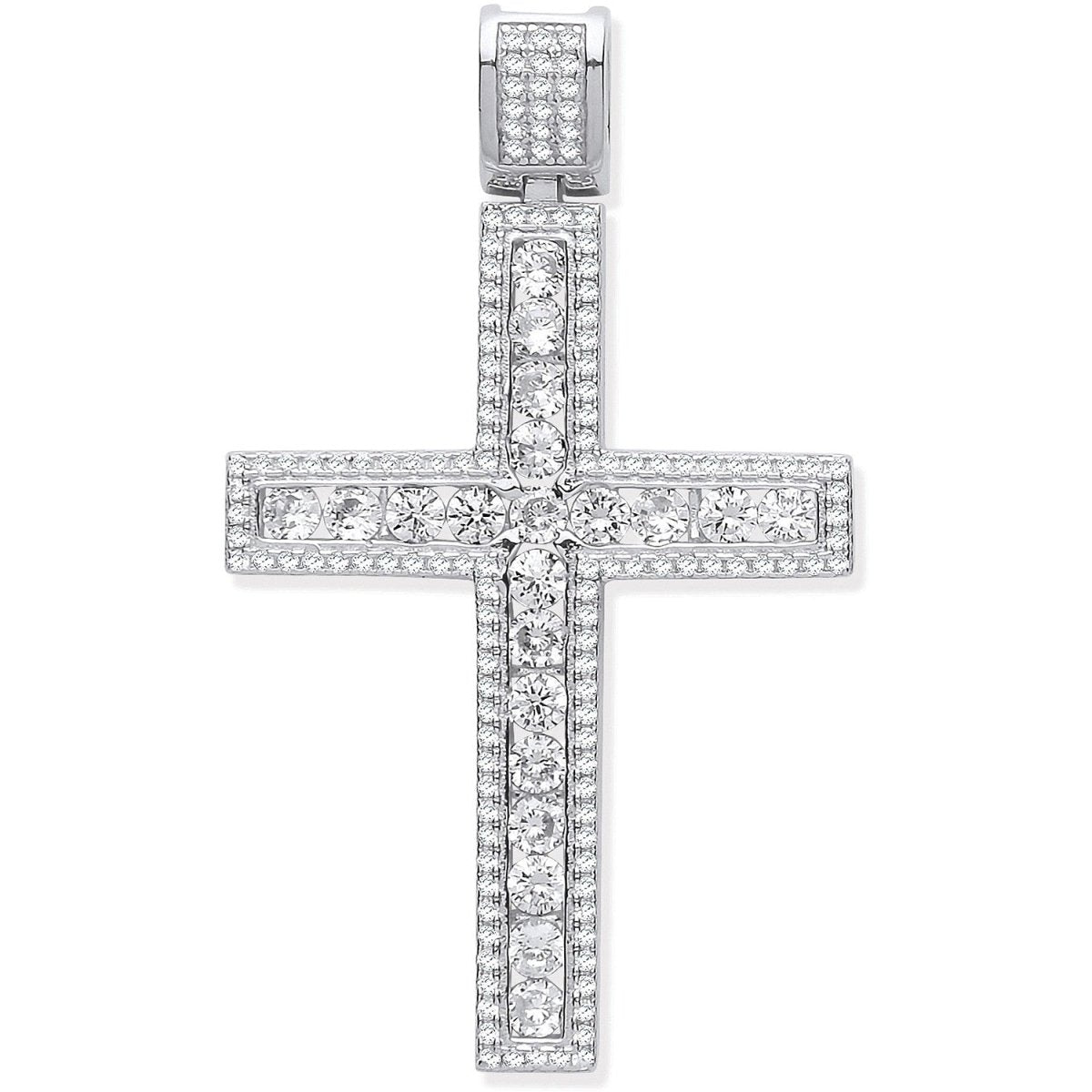Sterling Silver CZ Fancy Cross Pendant – Timeless Brilliance - Samuel Perry