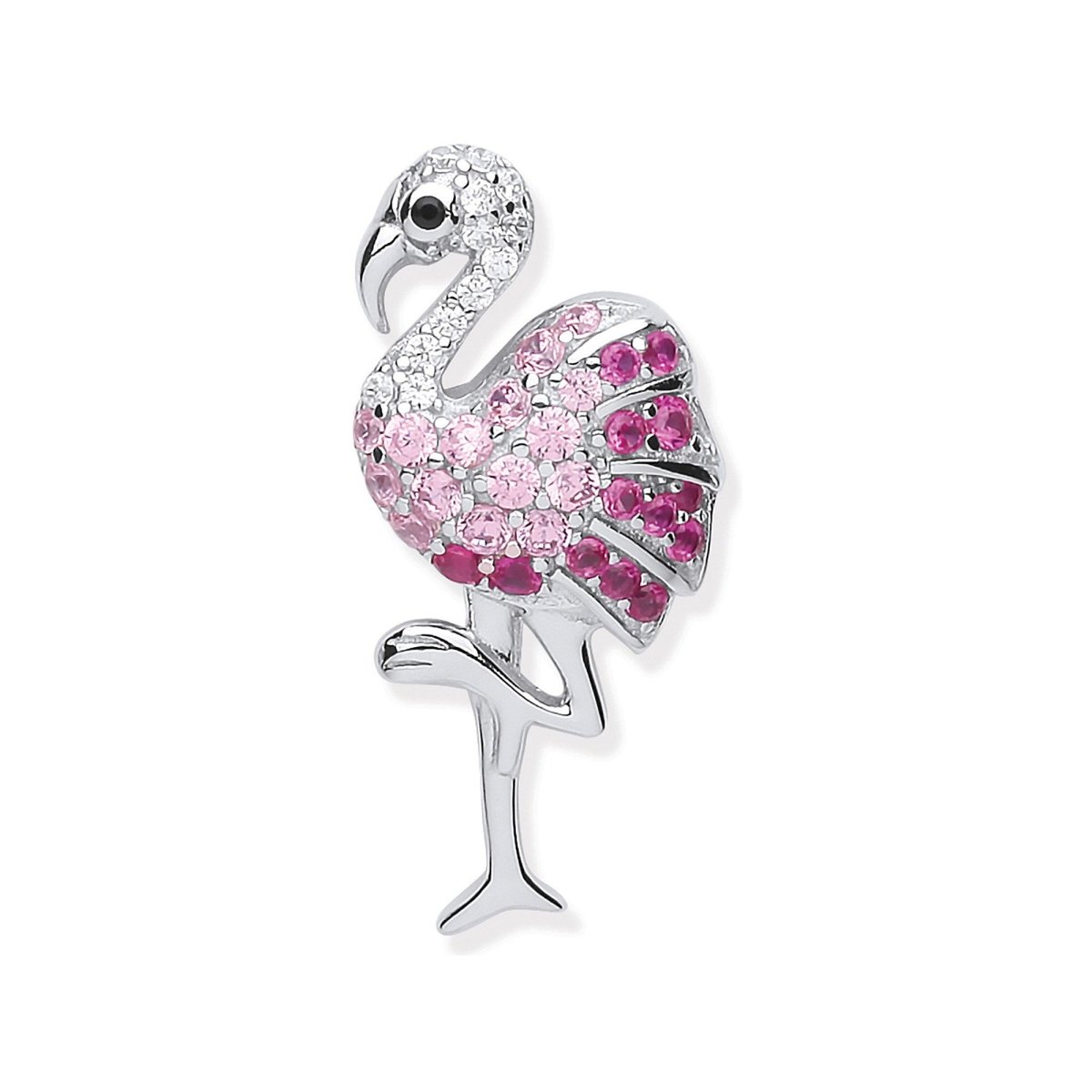Sterling Silver CZ Flamingo Drop Pendant - Samuel Perry