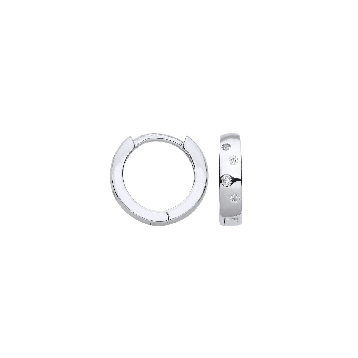 Sterling Silver CZ Hinged Huggies - Samuel Perry