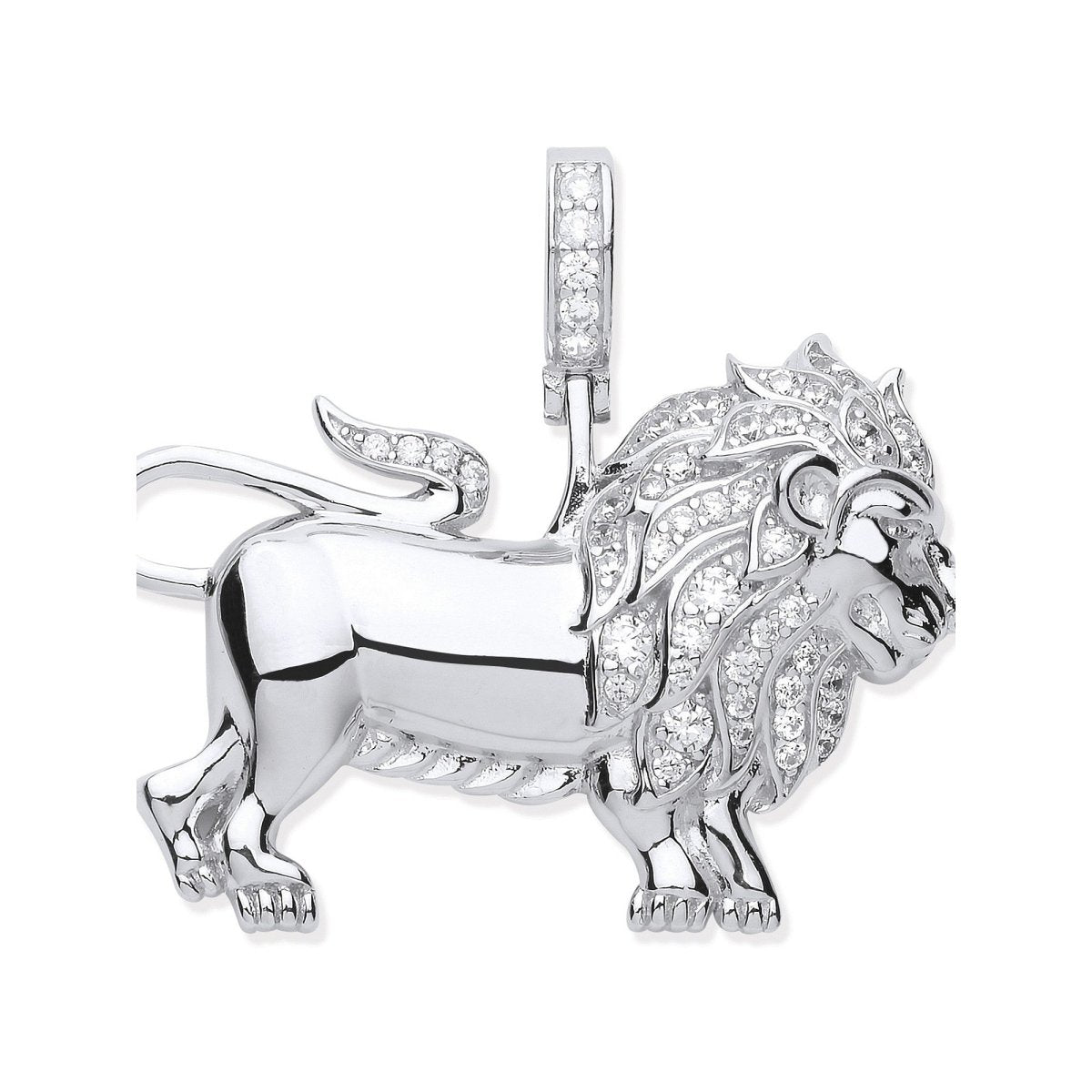 Sterling Silver CZ Lion Pendant – Bold & Elegant - Samuel Perry