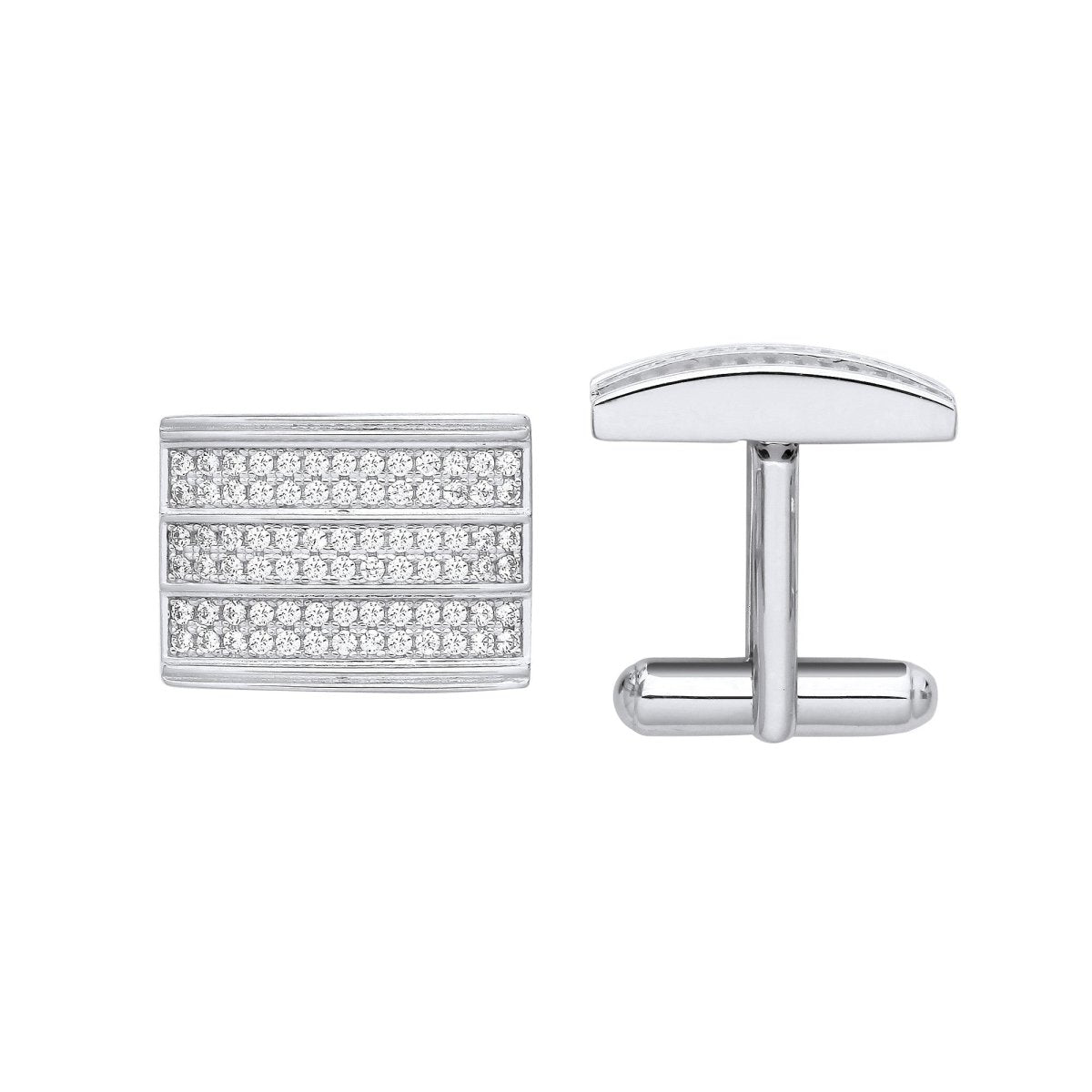 Sterling Silver CZ Rectangle Cufflinks - Samuel Perry