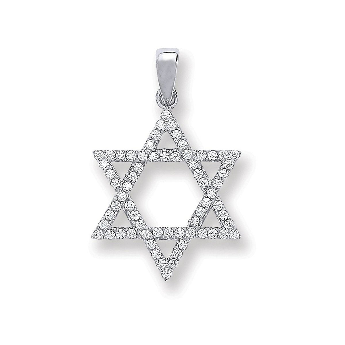 Sterling Silver CZ Star of David Pendant – Symbolic Elegance - Samuel Perry