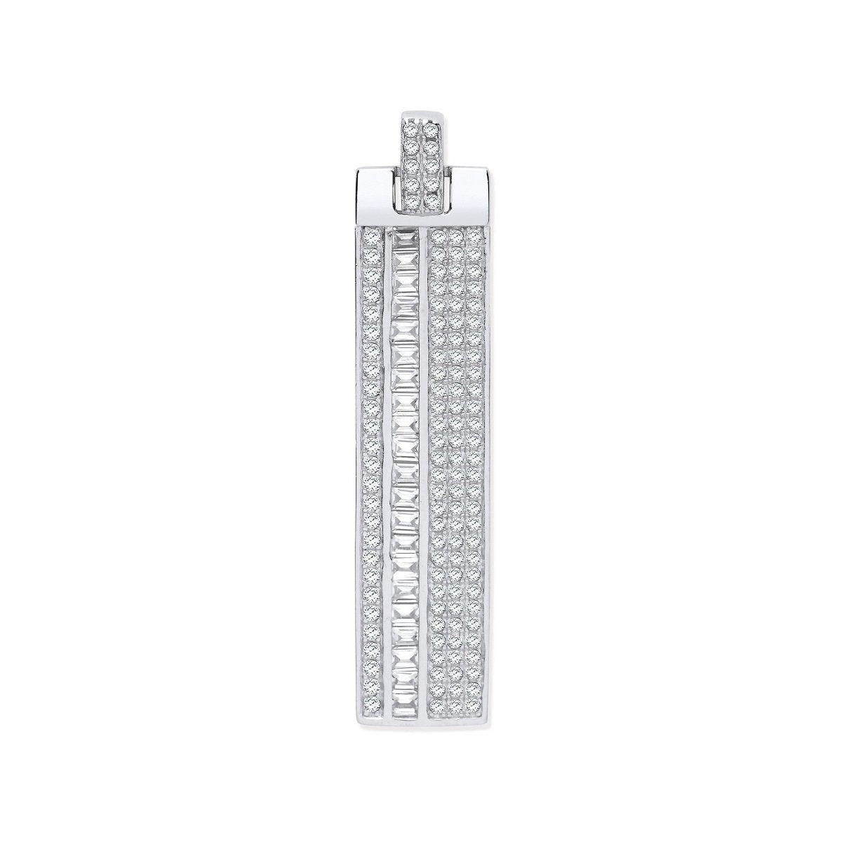 Sterling Silver CZ Tag Pendant – Sleek & Modern Elegance - Samuel Perry