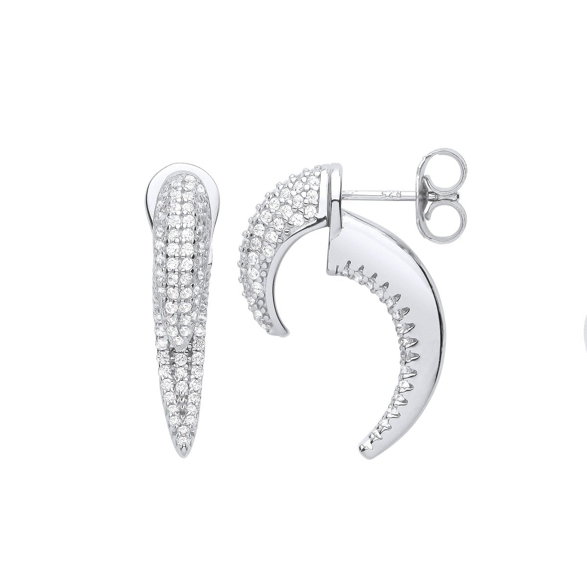 Sterling Silver CZ Talon Earrings - Samuel Perry