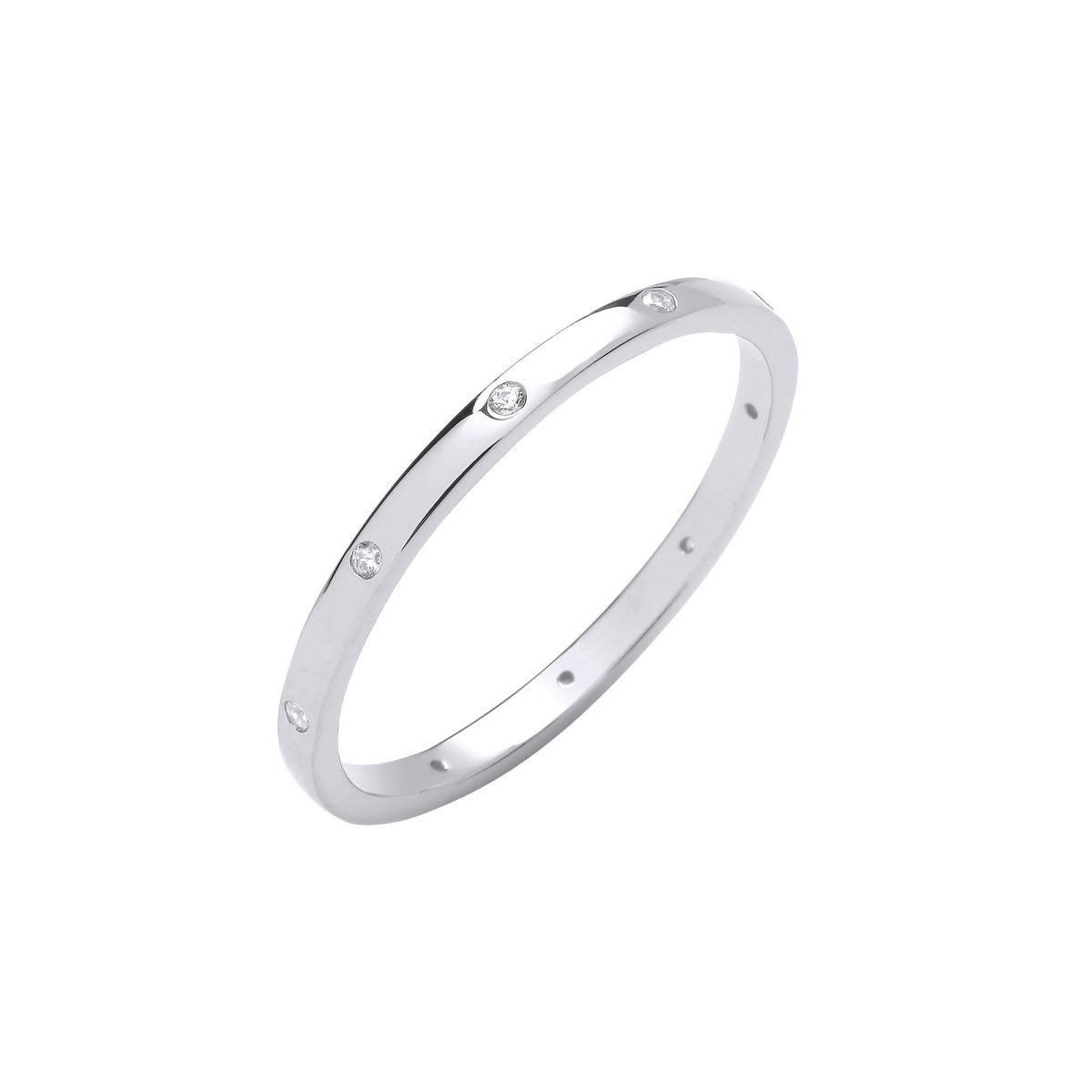 Sterling Silver CZs Court Shape 2mm Wedding Band - Samuel Perry
