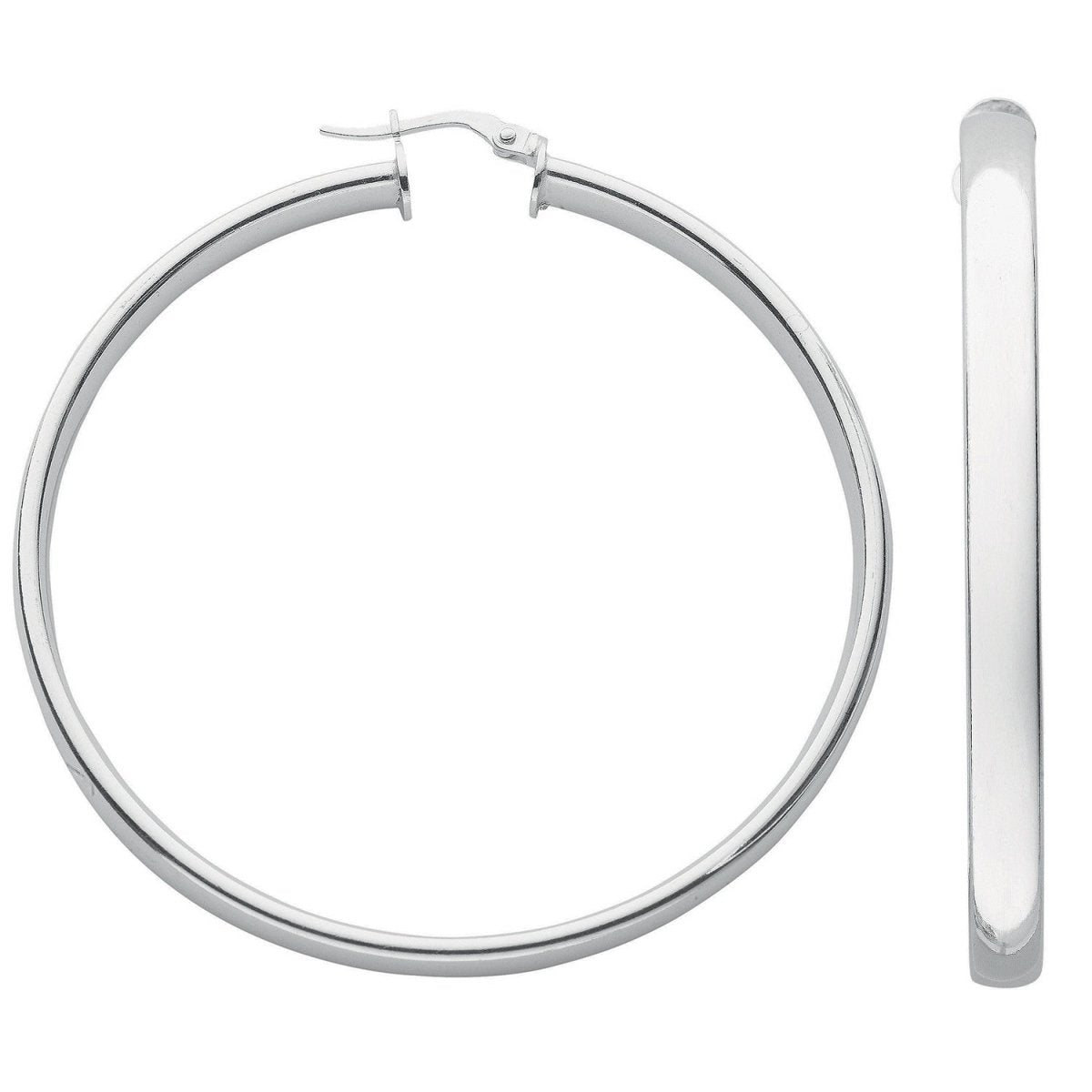 Sterling Silver D Shaped Classic Hoop Earrings - Samuel Perry