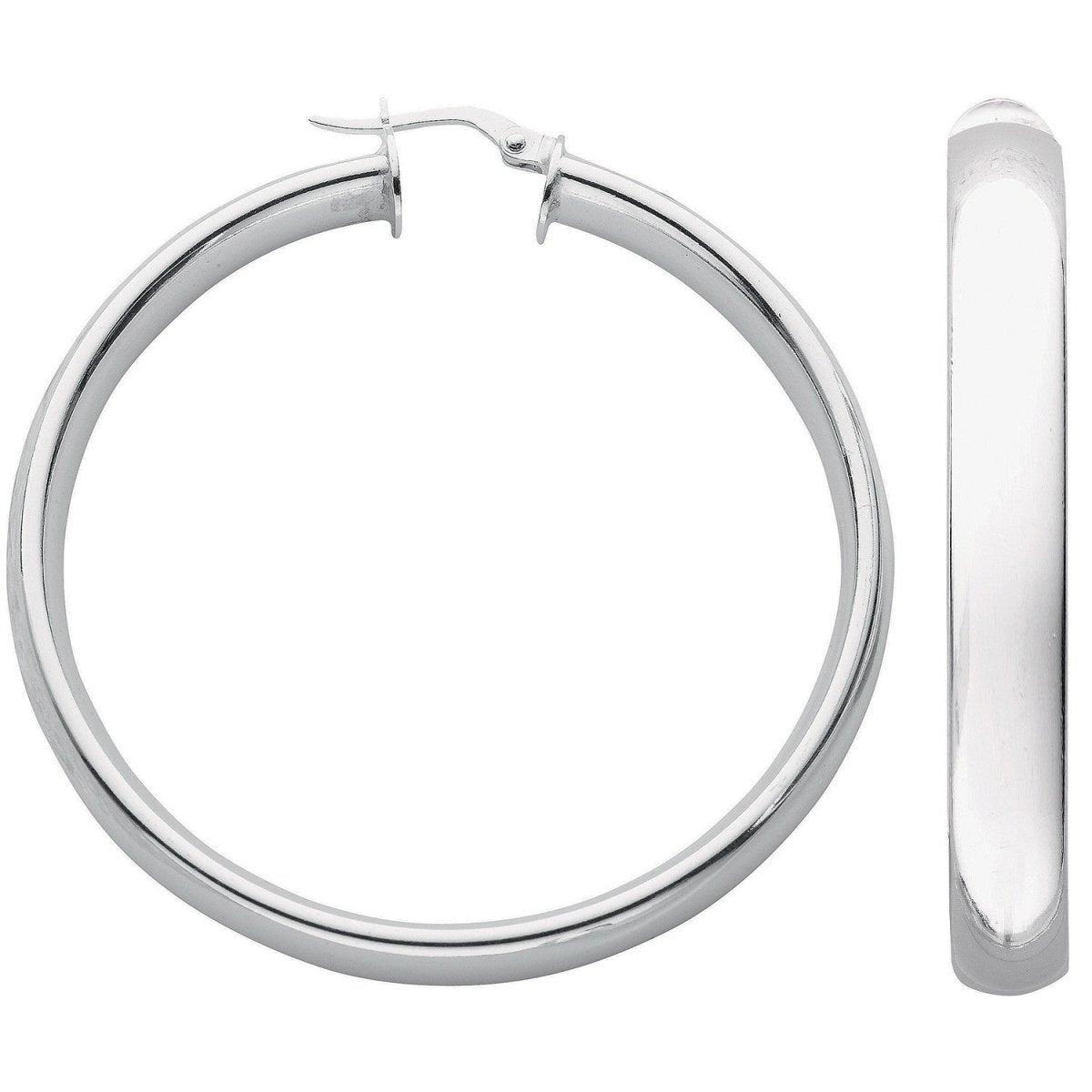 Sterling Silver D Shaped Elegant Hoop Earrings - Samuel Perry