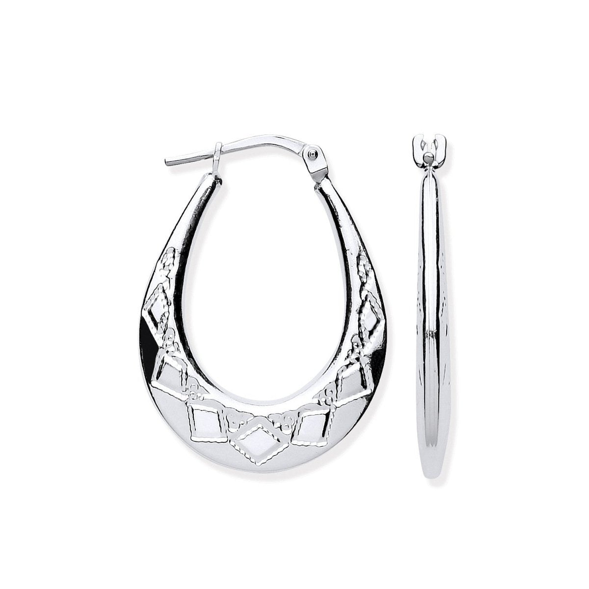 Sterling Silver D/C Oval Creoles - Samuel Perry