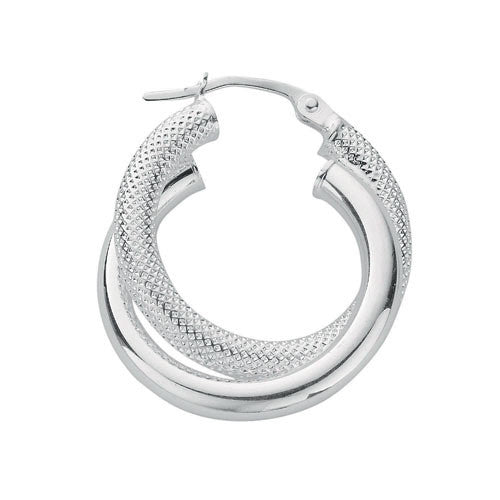 Sterling Silver Double Hoop Earrings - Samuel Perry