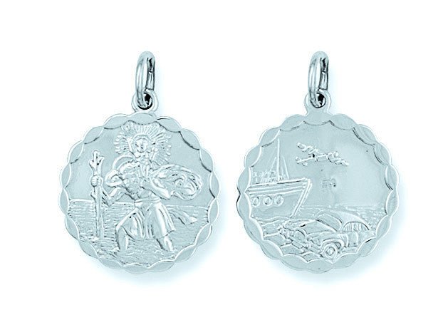 Sterling Silver Double Sided Fancy St Christopher Pendant – Elegant Travel Charm - Samuel Perry