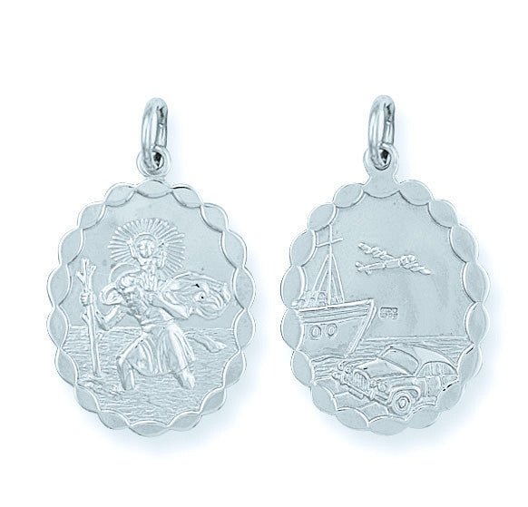 Sterling Silver Double Sided Oval St Christopher Pendant – Classic Traveller’s Icon - Samuel Perry