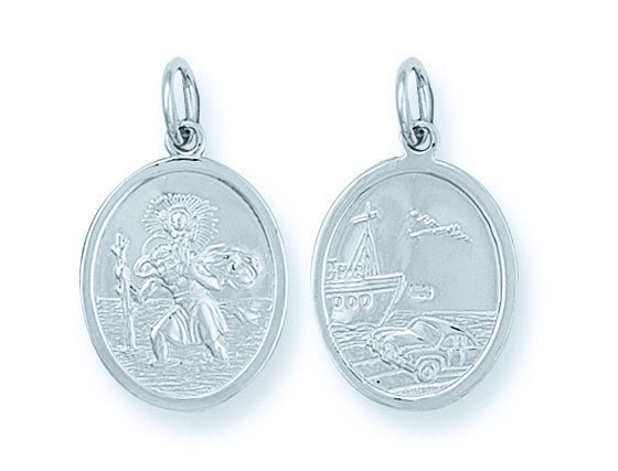 Sterling Silver Double Sided Oval St Christopher Pendant – Iconic Traveller's Keepsake - Samuel Perry