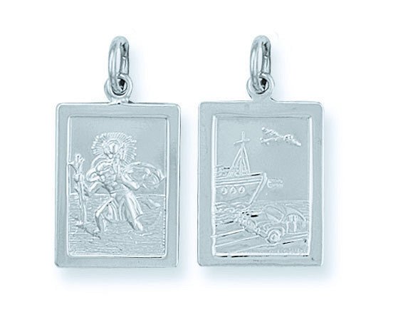 Sterling Silver Double Sided Rectangular St Christopher Pendant – Timeless Protection - Samuel Perry