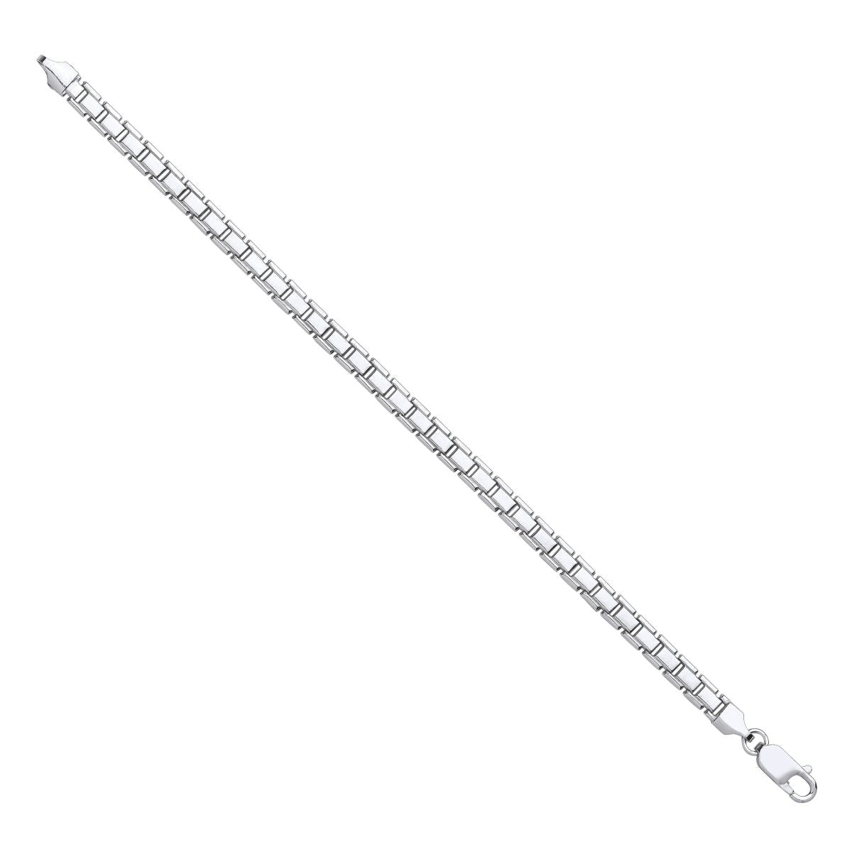 Sterling Silver Elegant 5.2mm Flat Box Link Chain Bracelet - Samuel Perry
