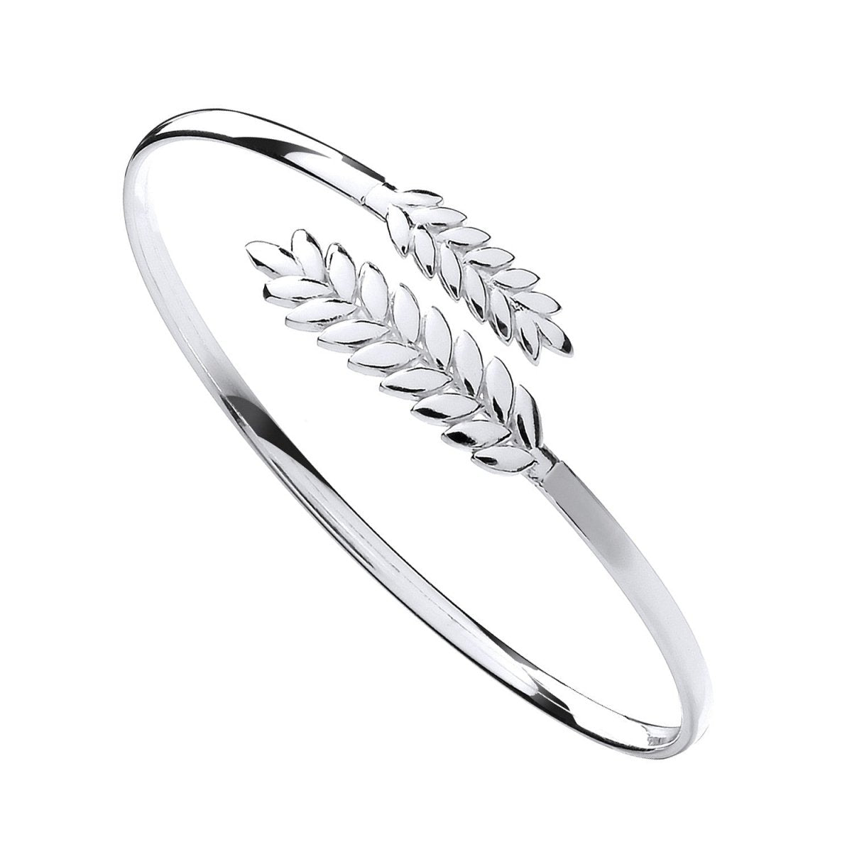 Sterling Silver Elegant Barley Leaf Ladies Bangle - Samuel Perry