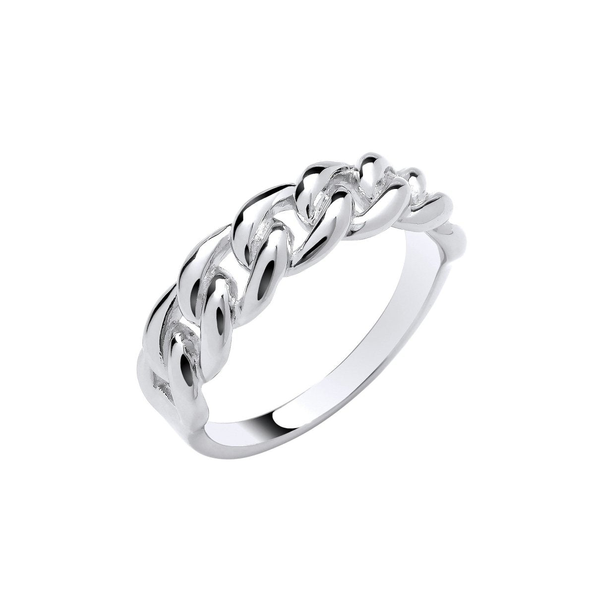 Sterling Silver Elegant Curb Chain Link Ring - Samuel Perry