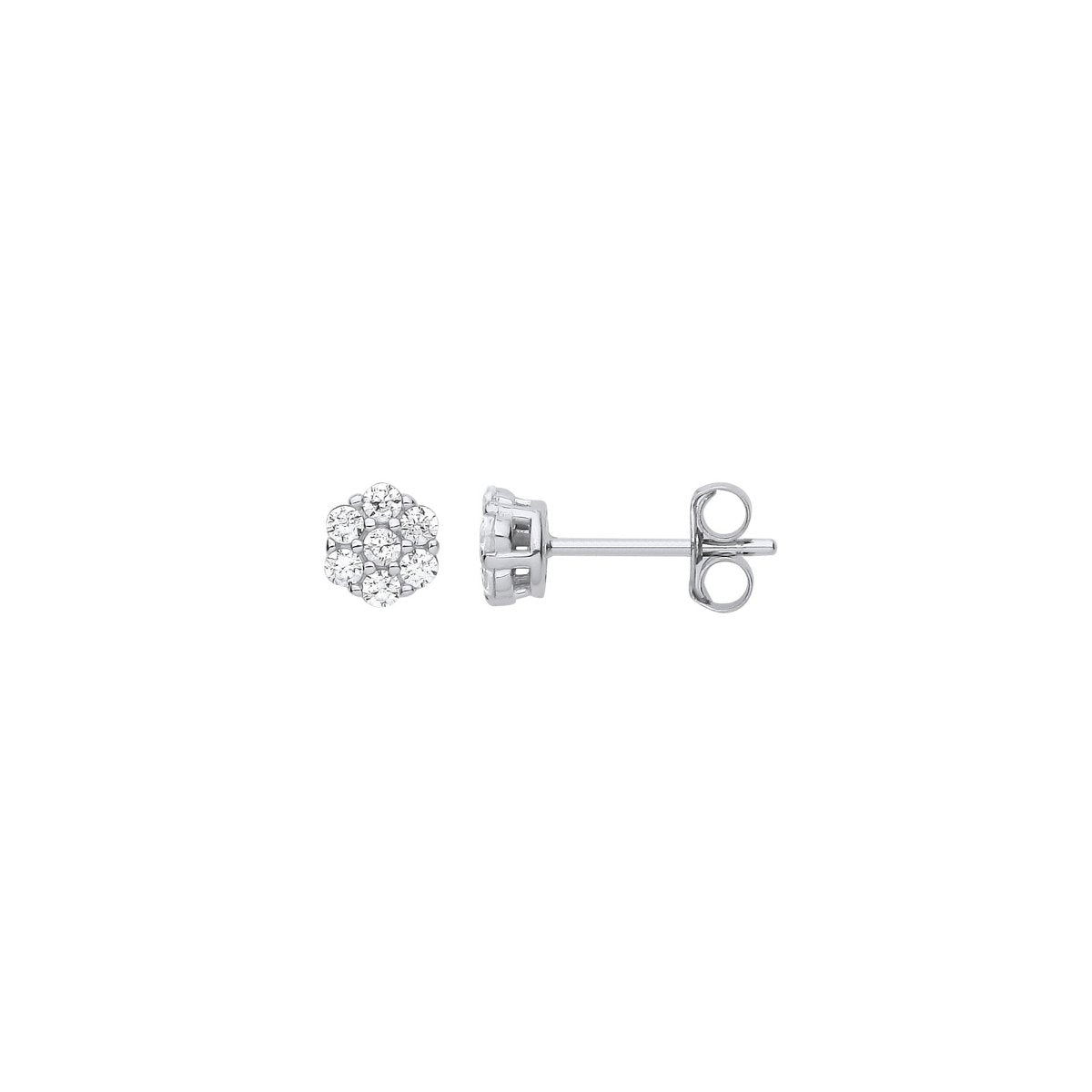 Sterling Silver Elegant CZ Flower Cluster Studs - Samuel Perry