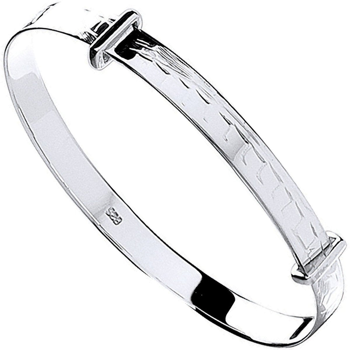 Sterling Silver Elegant D/C Expandable Baby Bangle - Samuel Perry